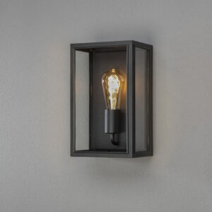 Laura Ashley Atri Small Outdoor Wall Light – Black or Brass IP44 Front