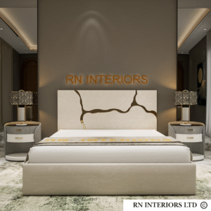 Cremio Golden Strips Designer Bed Frame Front