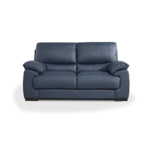 Laura Ashley Falcon Italian Leather 2 Seater Sofa in Navy Blue Front