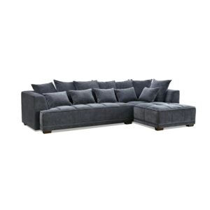 Laura Ashley Gatsby Lare Steel Grey Fabric Chaise Corner Sofa Front
