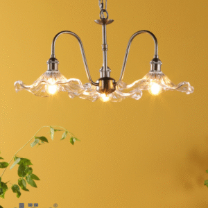 Dar Lighting Hadano 3 Light Antique Chrome & Glass Pendant by Laura Ashley Front