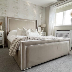 Lorenzo Plush Fabric Bed Frame Front