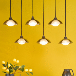 Dar Lighting Kadience 6 Light Satin Black & Smoked Glass Bar Pendant Front