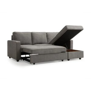 LauraAshley Mandy Grey Fabric Corner Sofabed with Storage Front