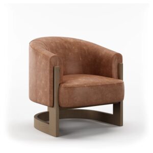Nox Tan Split Leather Accent Chair Front
