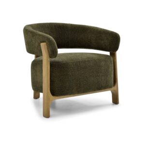 Amos Olive Chenille Accent Chair Front