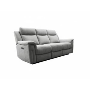 Raven Grey Textured Fabric Laura Ashley 3 Seater Power Recliner Sofa Front