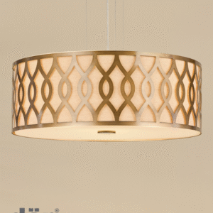 Dar Lighting Locryn 4 Light Brushed Bronze & Taupe Pendant Front