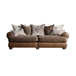 Horatio Brown Leather & Pablo Mole Fabric Sofa – LauraAshley Front
