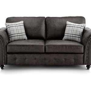 Laura Ashley Hugo Black Bonded Leather 2 Seater Sofa Front