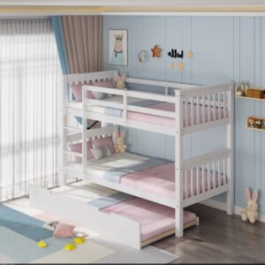 Oliver White Wooden Bunk Bed with Trundle - Single – Laura Ashley UK Front
