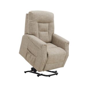 Laura Ashley Preston Oatmeal Fabric Electric Lift & Rise Chair Front