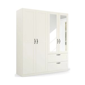 Rauch Cottage 181cm White 4 Door Wardrobe with Drawers Front