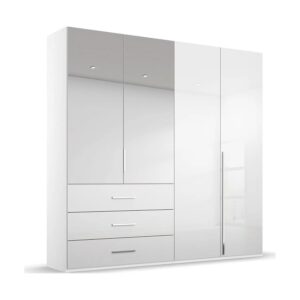 Rauch Montclar White High Gloss 4 Door Wardrobe with Drawers Front