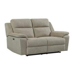 Travis Taupe Fabric 3 Seater Power Recliner Sofa with USB Ports – LauraAshley Front