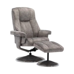 Troy Fabric High-Back 360 Swivel Chair and Footstool Front