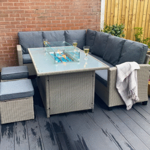 8-Seater Rattan Firepit Dining Set – Designed by Bella Front