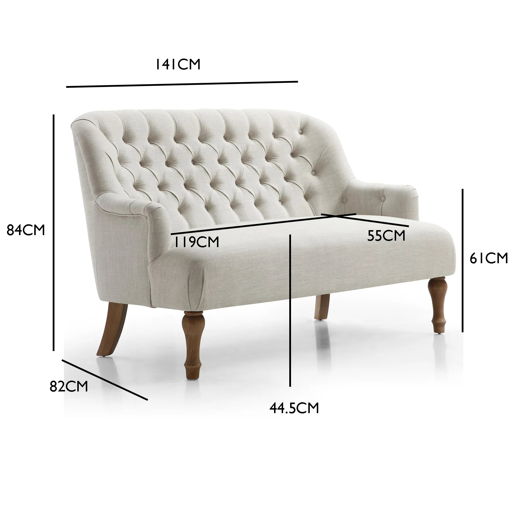 Bia Traditional Cream Linen LauraAshley Fabric 2 Seater Sofa Gallery 6