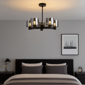 Byron 5-Light Semi Flush – Black/Smoked Glass from Laura Ashley Front