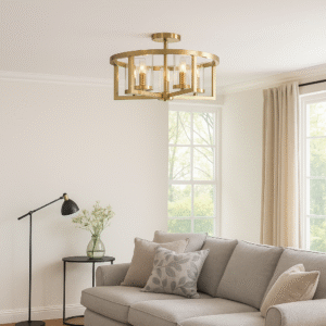 Caria Large Semi-Flush Ceiling Light – Satin Silver or Bronze, Laura Ashley Collection Front