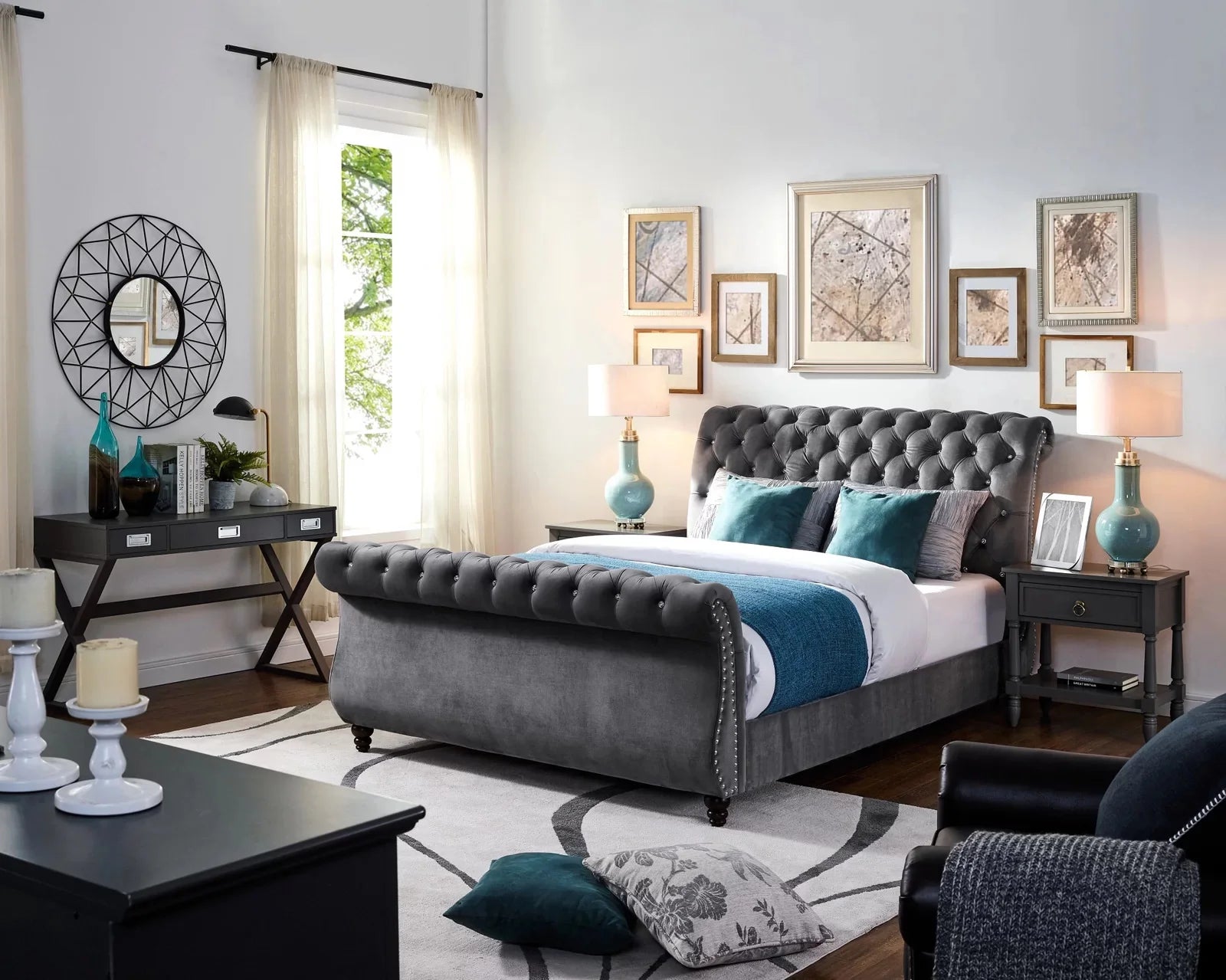 Colorado Scroll Bed Frame - With Wooden Legs Back