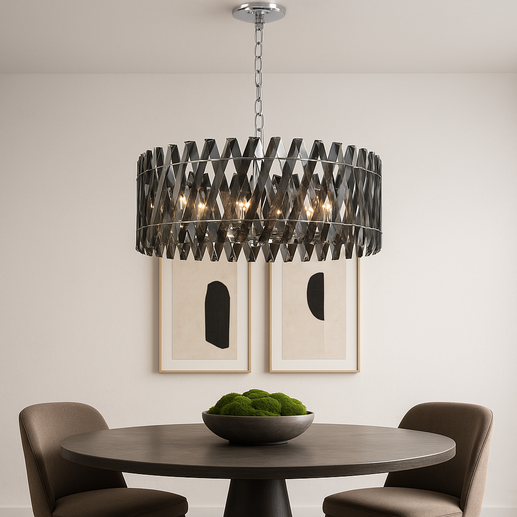 Devonport XL Smoked Crystal Flush Chandelier from Laura Ashley Front