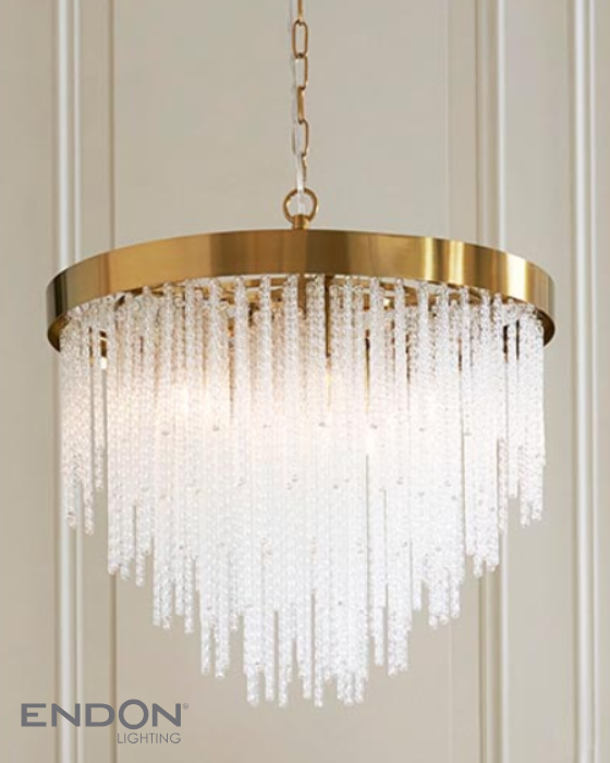 Endon Anistoria 5 Light Brass & Twisted Glass Pendant Front