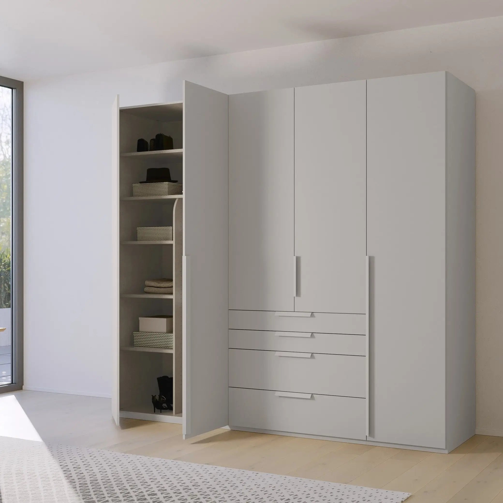 Frans 250cm Decor 5 Door Wardrobe With Drawers Back