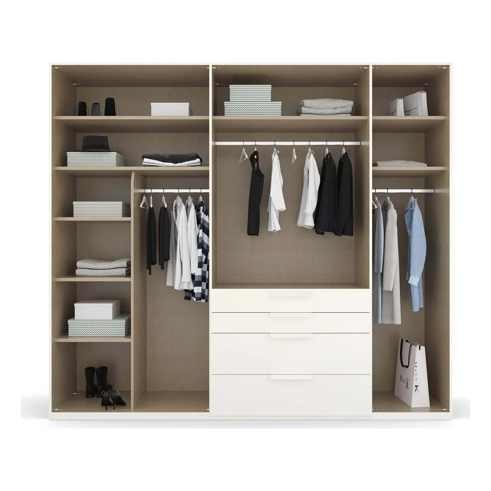 Frans 250cm Decor 5 Door Wardrobe With Drawers Detail