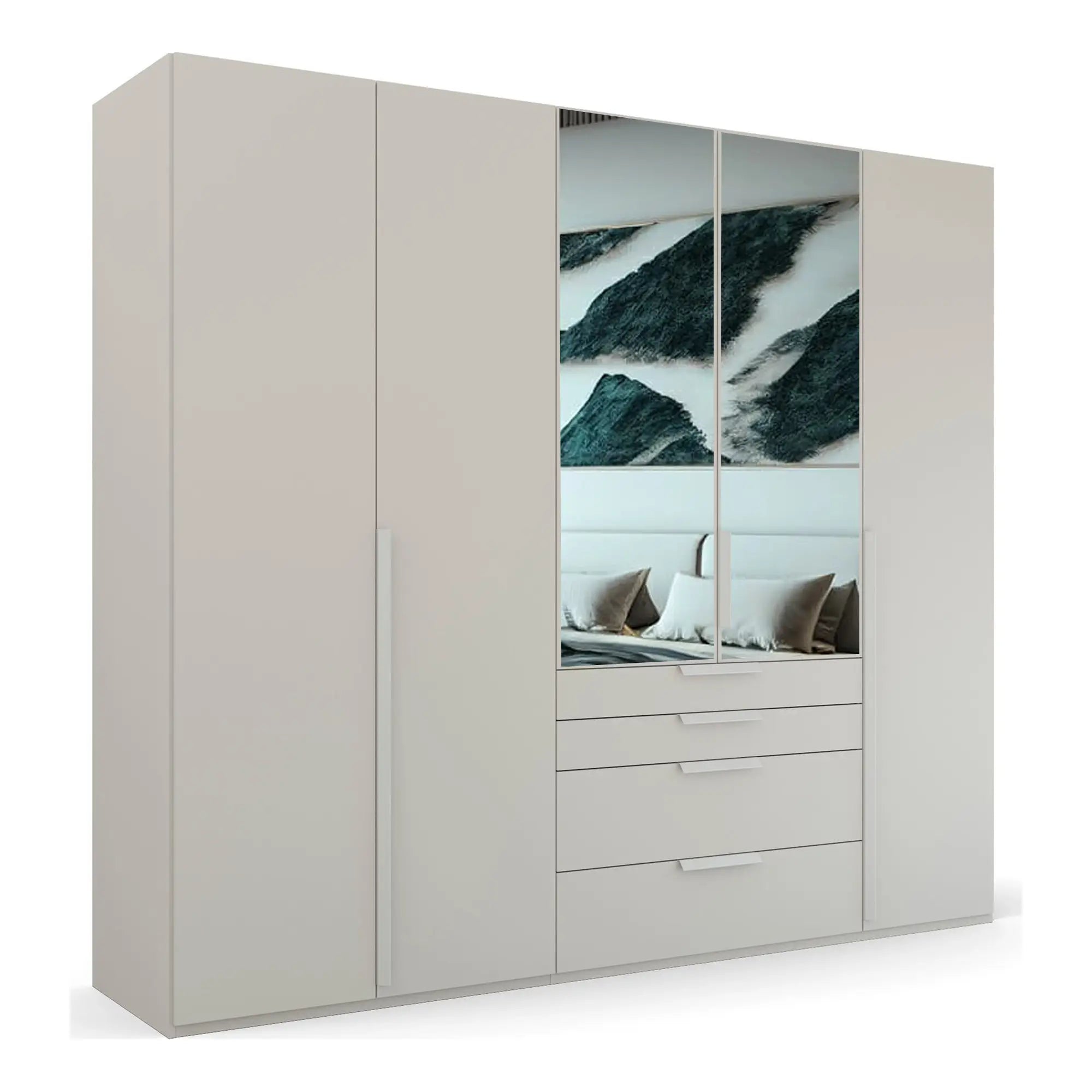 Frans 250cm Decor 5 Door Wardrobe With Drawers Side