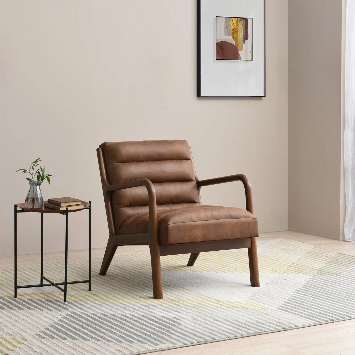 Inca Achilles Brown PU Accent Chair Back
