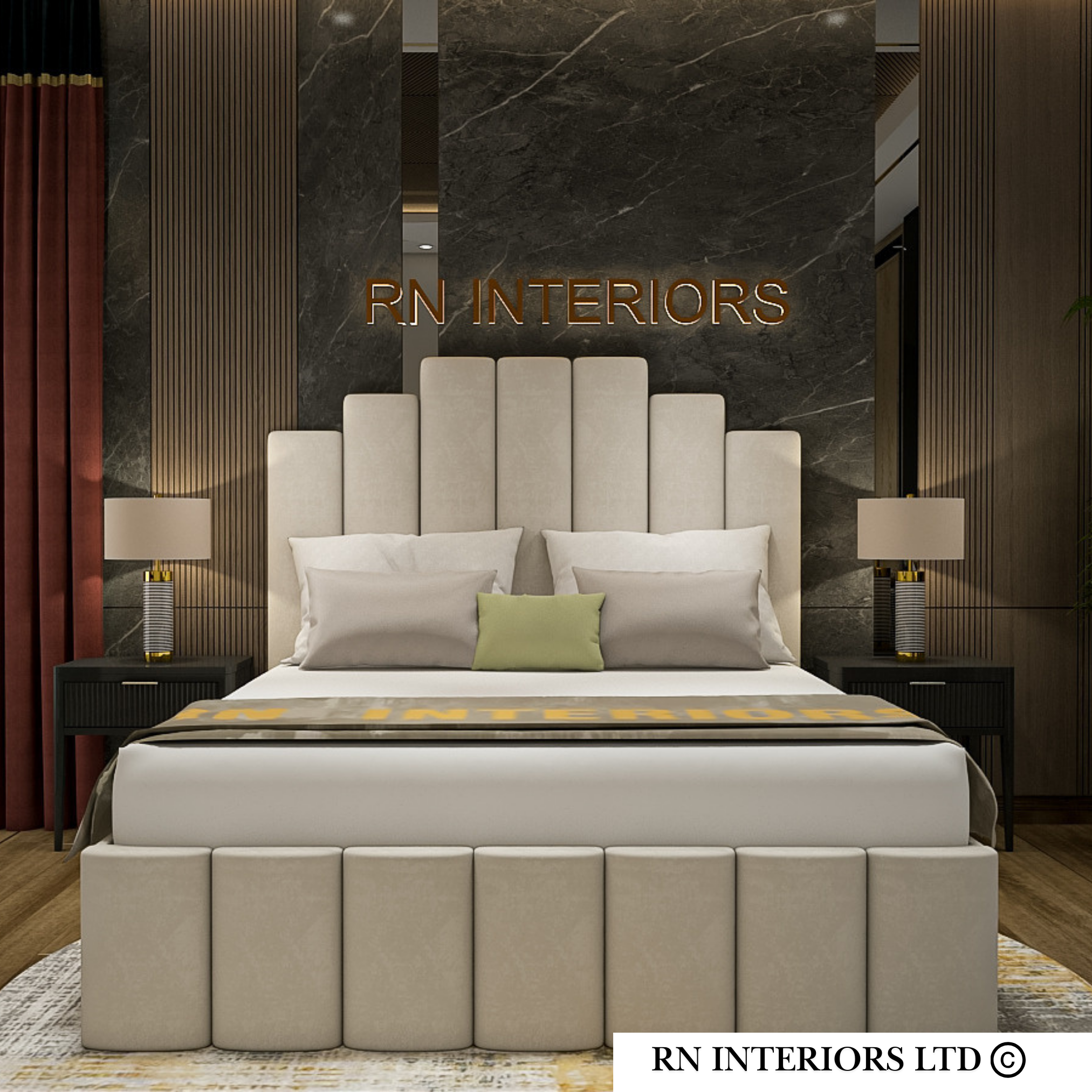 Isabella Plush Fabric Bed Frame Side