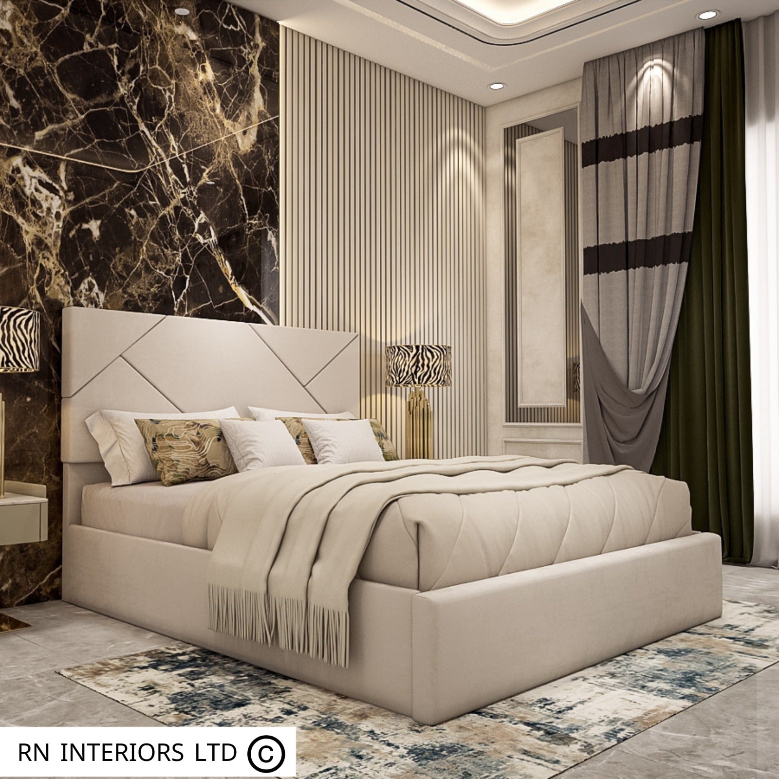 King Size Bed - Perci Upholstered Bed Frame Back