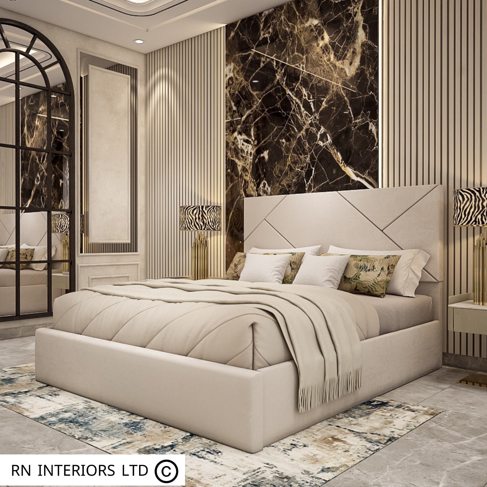 King Size Bed - Perci Upholstered Bed Frame Side