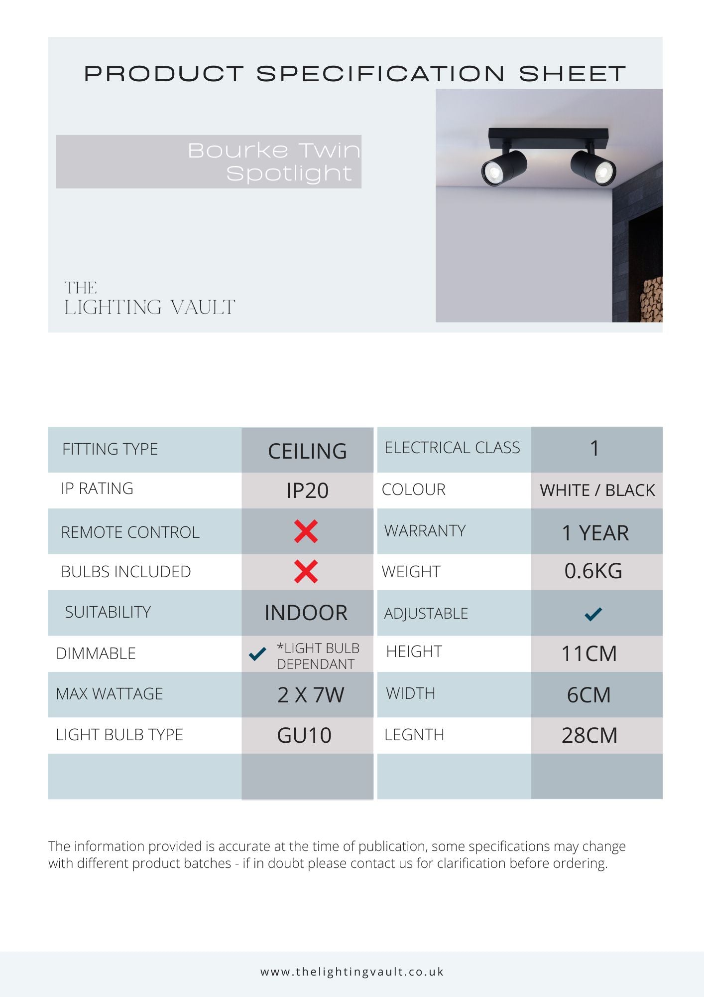 Laura Ashley Bourke Twin 2-Light Spotlight Side