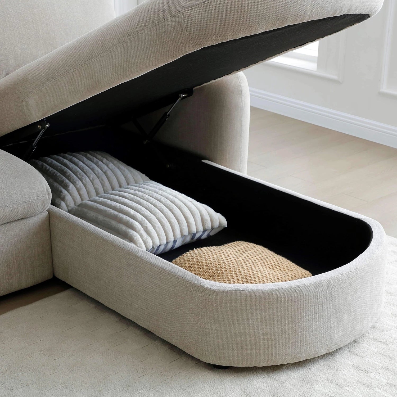 LauraAshley Mayfair Taupe Chenille Corner Sofa Bed with Storage Gallery 12