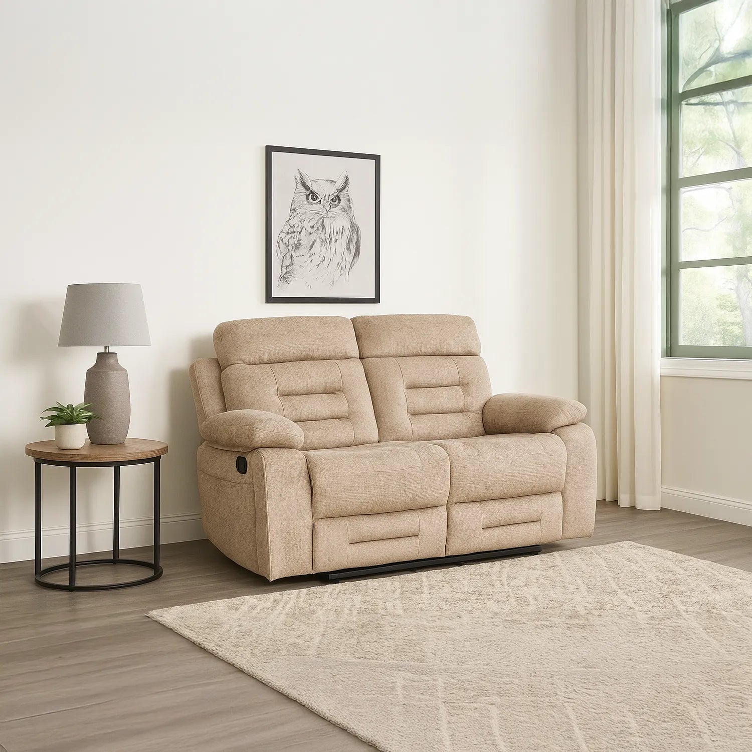 LauraAshley Wakefield Latte Fabric 2 Seater Manual Recliner Sofa Back