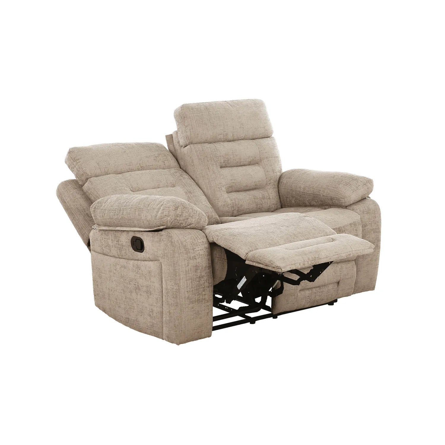LauraAshley Wakefield Latte Fabric 2 Seater Manual Recliner Sofa Side