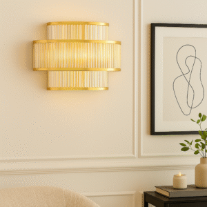 Laura Ashley Lucia Elegant Wall Light – Polished Gold Finish Front