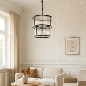 Lucia Two Tier Chandelier Black from Laura Ashley Front