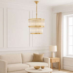 Lucia Two-Tier Chandelier with Polished Gold Finish by Laura Ashley Front