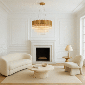 Murcia Chandelier – Matt Gold Glass Tiered Pendant from Laura Ashley Front
