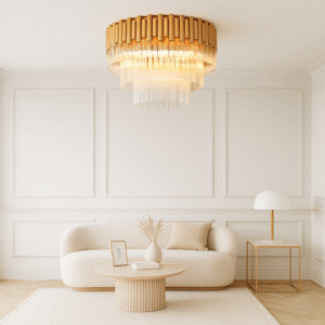 Murcia Large Flush Chandelier – Matt Gold, Laura Ashley Collection Front