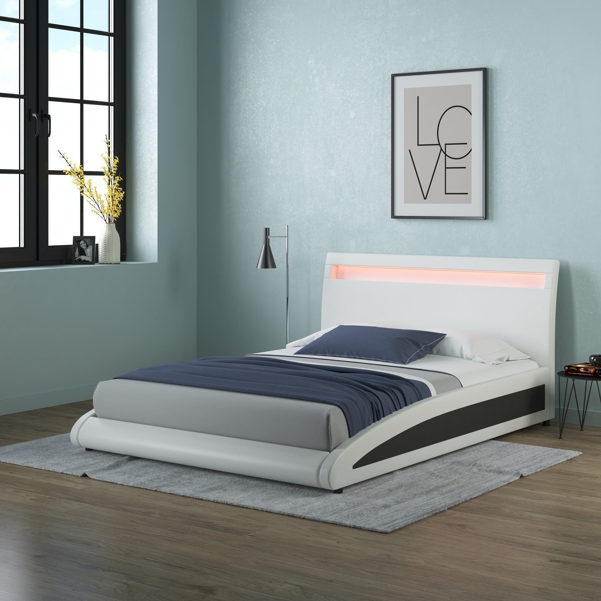 Neptune Faux Leather LED Headboard Bed Frame in White Back