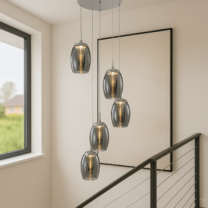 Adelaide 5 Light Spiral Pendant – Clear or Smoked Glass from Laura Ashley Front