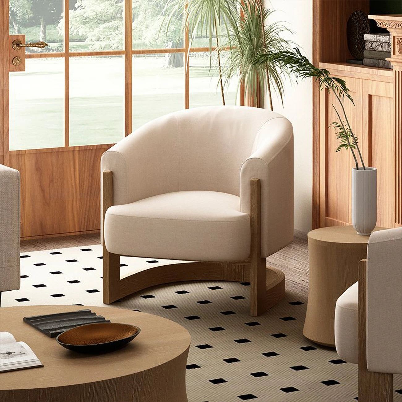 Nox Natural Linen Mix Accent Chair Back