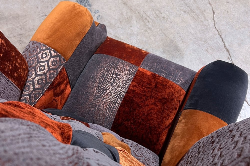 Oswald & Pablo Camborne Patchwork Velvet Chesterfield Wing Chair Detail