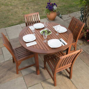 Laurel Acacia Wood Outdoor Dining Set – Round Front