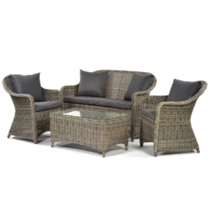 Fiji Rattan Outdoor Furniture Set-Free Dark Grey Cushions Front