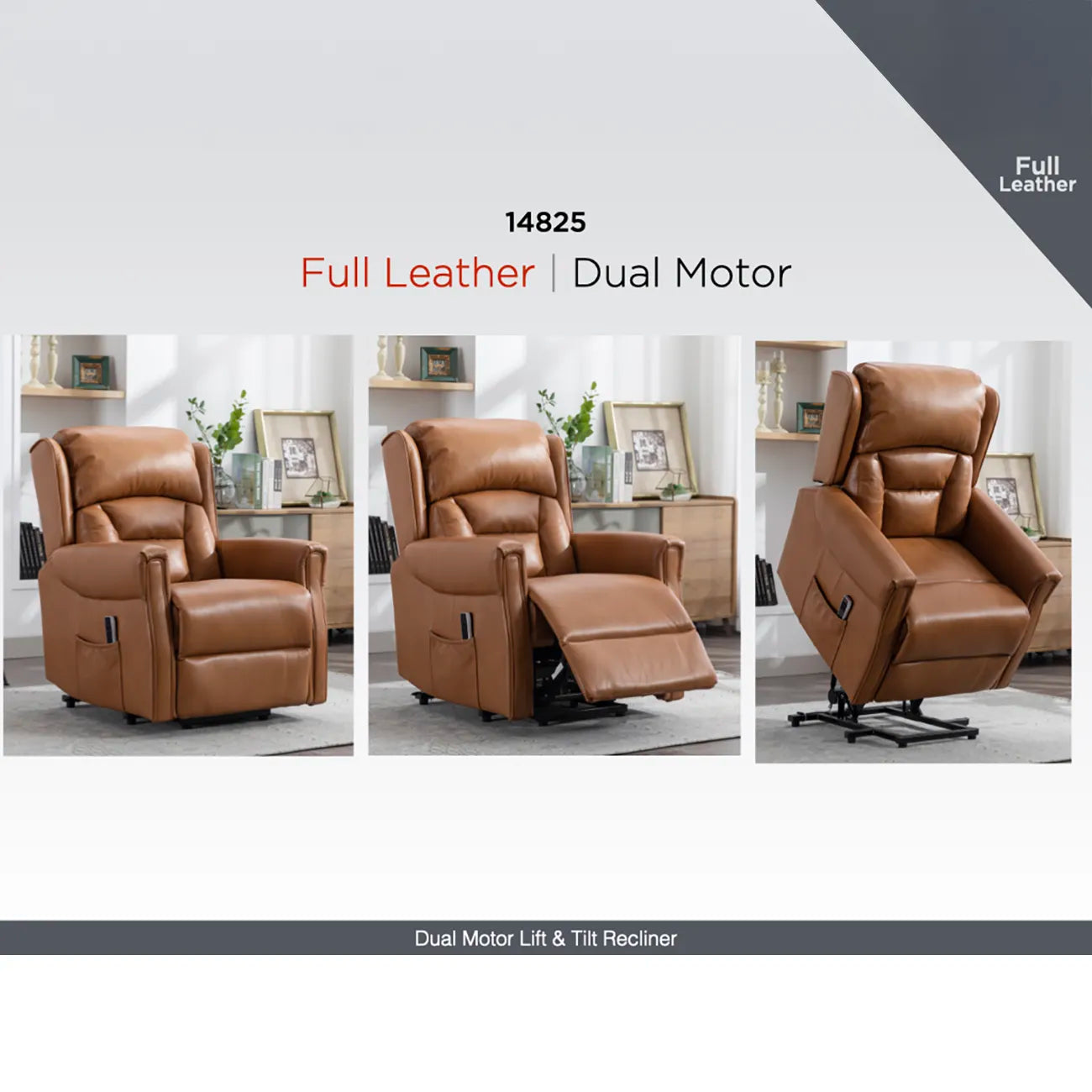 Sandringham Camel Leather Lift & Tilt Recliner (Dual Motor) – LauraAshley Detail